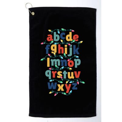 Kindergarten Teacher Christmas Lights Abc Christmas Alphabet Golf Towel