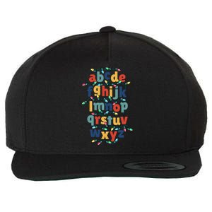 Kindergarten Teacher Christmas Lights Abc Christmas Alphabet Wool Snapback Cap