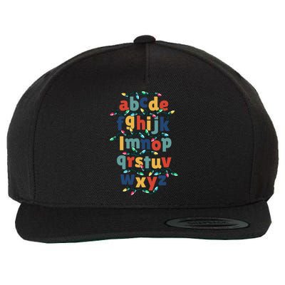 Kindergarten Teacher Christmas Lights Abc Christmas Alphabet Wool Snapback Cap