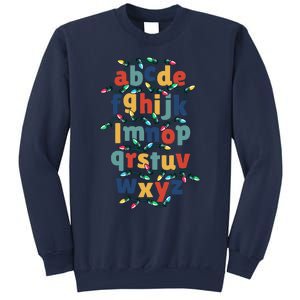 Kindergarten Teacher Christmas Lights Abc Christmas Alphabet Sweatshirt