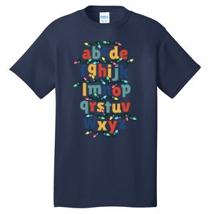 Kindergarten Teacher Christmas Lights Abc Christmas Alphabet Tall T-Shirt