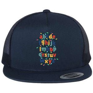 Kindergarten Teacher Christmas Lights Abc Christmas Alphabet Flat Bill Trucker Hat