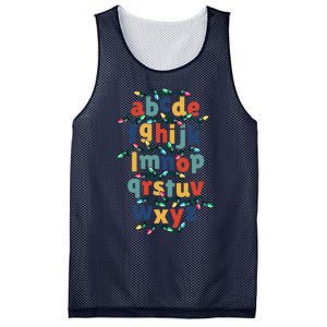 Kindergarten Teacher Christmas Lights Abc Christmas Alphabet Mesh Reversible Basketball Jersey Tank