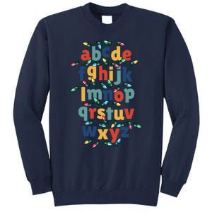 Kindergarten Teacher Christmas Lights Abc Christmas Alphabet Tall Sweatshirt