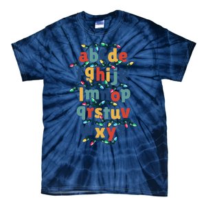 Kindergarten Teacher Christmas Lights Abc Christmas Alphabet Tie-Dye T-Shirt