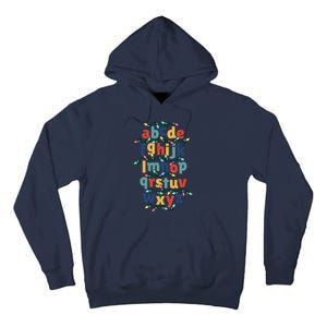 Kindergarten Teacher Christmas Lights Abc Christmas Alphabet Tall Hoodie