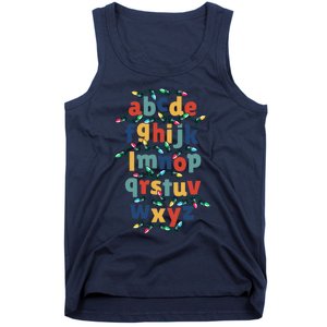 Kindergarten Teacher Christmas Lights Abc Christmas Alphabet Tank Top