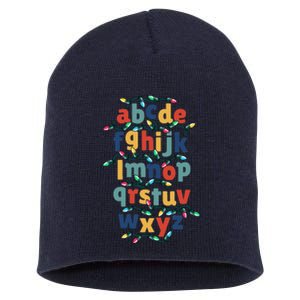 Kindergarten Teacher Christmas Lights Abc Christmas Alphabet Short Acrylic Beanie