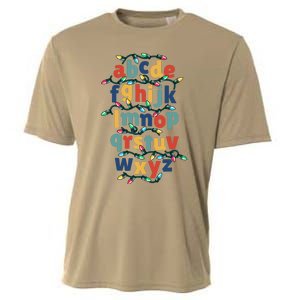 Kindergarten Teacher Christmas Lights Abc Christmas Alphabet Cooling Performance Crew T-Shirt