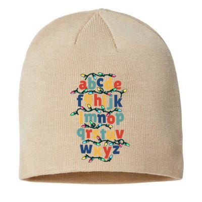 Kindergarten Teacher Christmas Lights Abc Christmas Alphabet Sustainable Beanie