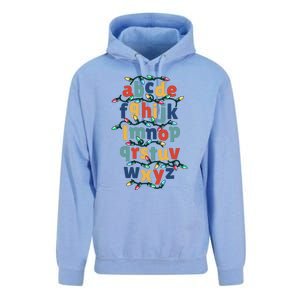 Kindergarten Teacher Christmas Lights Abc Christmas Alphabet Unisex Surf Hoodie