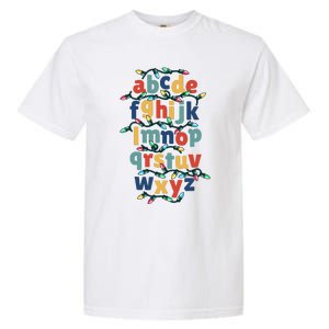 Kindergarten Teacher Christmas Lights Abc Christmas Alphabet Garment-Dyed Heavyweight T-Shirt