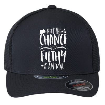 Keep The Change You Filthy Animal Christmas Shirt Alone Home Flexfit Unipanel Trucker Cap