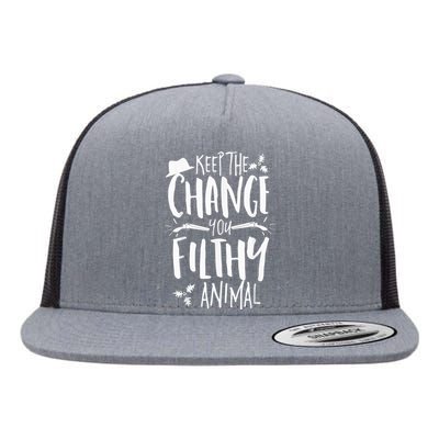 Keep The Change You Filthy Animal Christmas Shirt Alone Home Flat Bill Trucker Hat