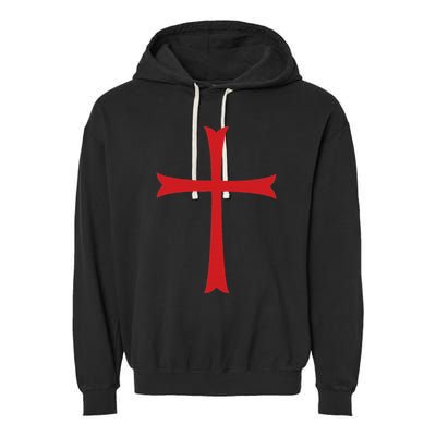 Knights Templar Cross Crusader Garment-Dyed Fleece Hoodie