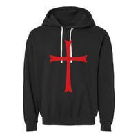 Knights Templar Cross Crusader Garment-Dyed Fleece Hoodie