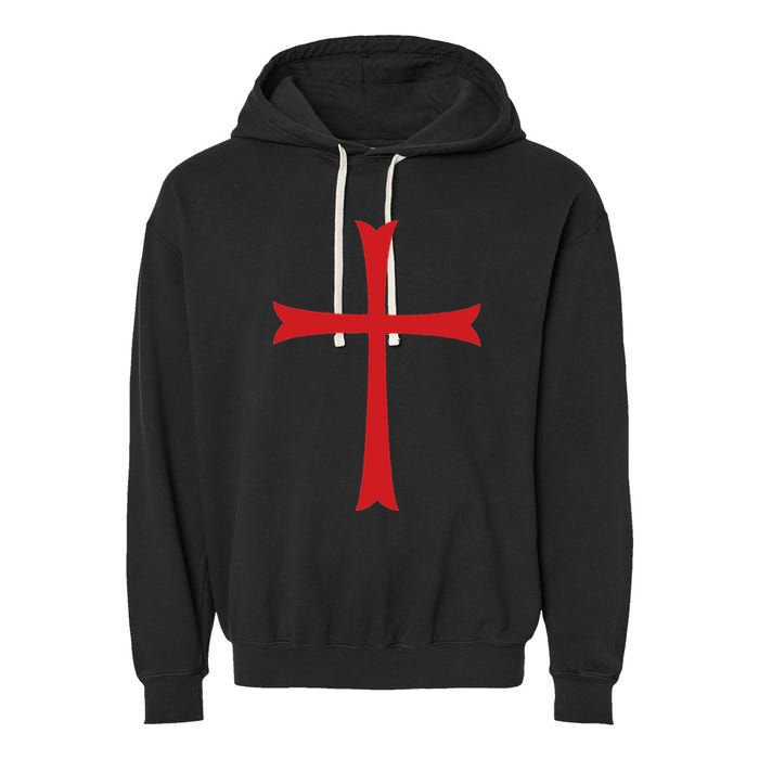 Knights Templar Cross Crusader Garment-Dyed Fleece Hoodie