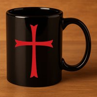 Knights Templar Cross Crusader 11oz C Handle Ceramic Mug