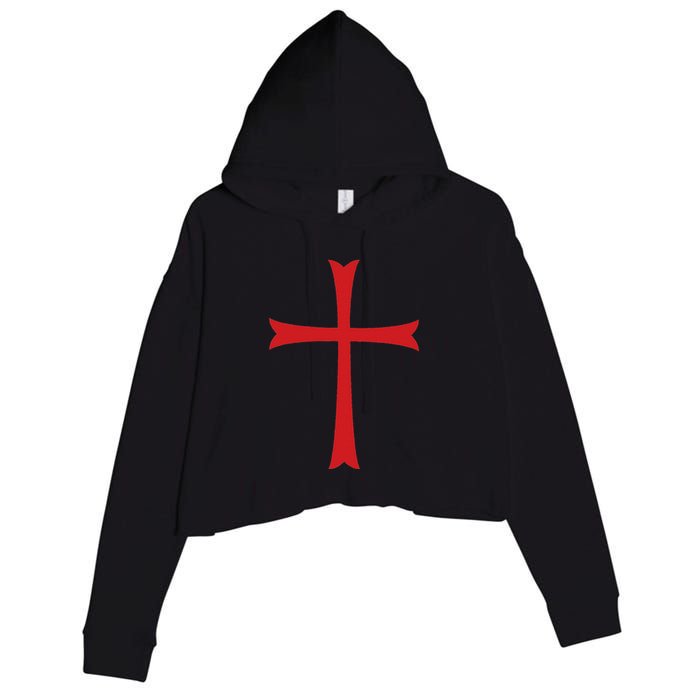 Knights Templar Cross Crusader Crop Fleece Hoodie