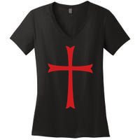 Knights Templar Cross Crusader Women's V-Neck T-Shirt