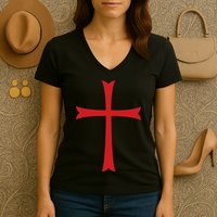Knights Templar Cross Crusader Women's V-Neck T-Shirt