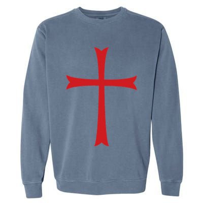 Knights Templar Cross Crusader Garment-Dyed Sweatshirt