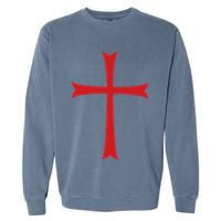 Knights Templar Cross Crusader Garment-Dyed Sweatshirt