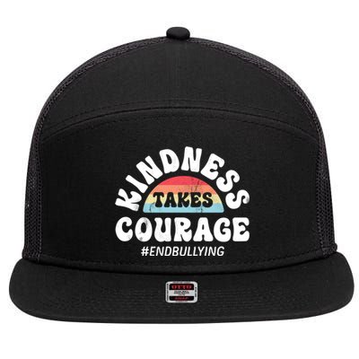 Kindness Takes Courage Positive Inspirational Retro Vintage Great Gift 7 Panel Mesh Trucker Snapback Hat