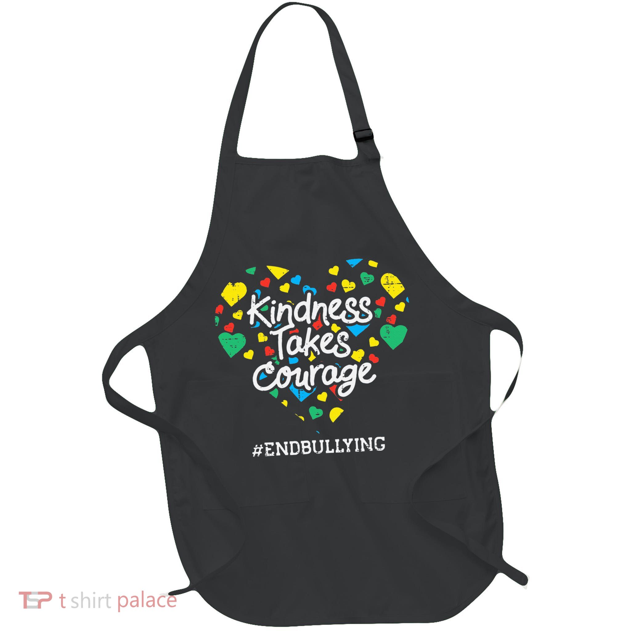 Kindness Takes Courage Heart Orange Anti Bullying Unity Day Full-Length Apron With Pockets