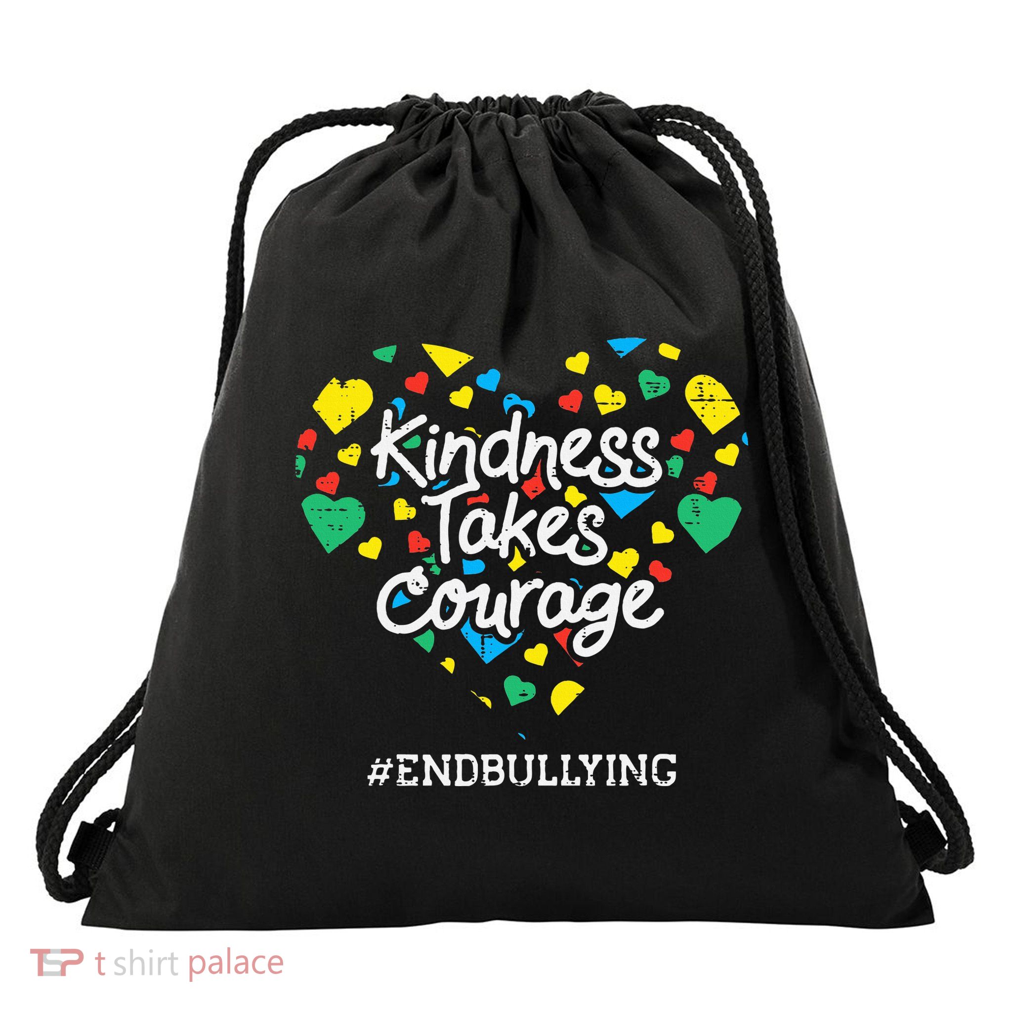 Kindness Takes Courage Heart Orange Anti Bullying Unity Day Drawstring Bag