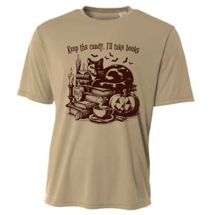 Keep The Candy ILl Take Books Cat Halloween Costume Cooling Performance Crew T-Shirt