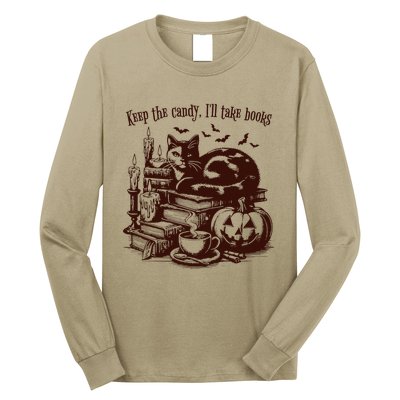 Keep The Candy ILl Take Books Cat Halloween Costume Long Sleeve Shirt