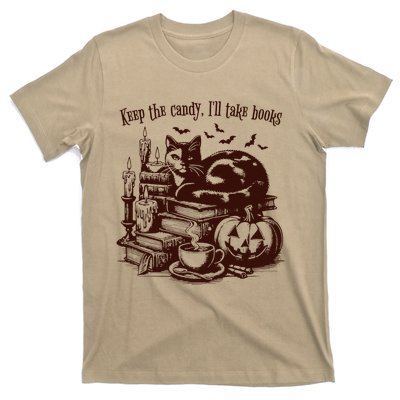 Keep The Candy ILl Take Books Cat Halloween Costume T-Shirt