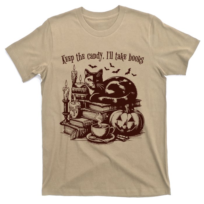 Keep The Candy ILl Take Books Cat Halloween Costume T-Shirt