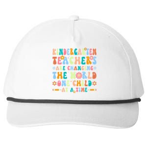 Kindergarten Teachers Changing The World Groovy Preschool Funny Gift Snapback Five-Panel Rope Hat