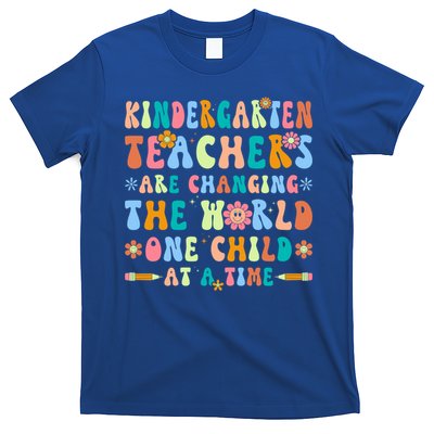 Kindergarten Teachers Changing The World Groovy Preschool Funny Gift T-Shirt