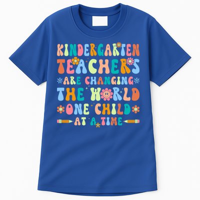 Kindergarten Teachers Changing The World Groovy Preschool Funny Gift Tall T-Shirt