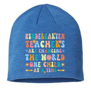 Kindergarten Teachers Changing The World Groovy Preschool Funny Gift Sustainable Beanie