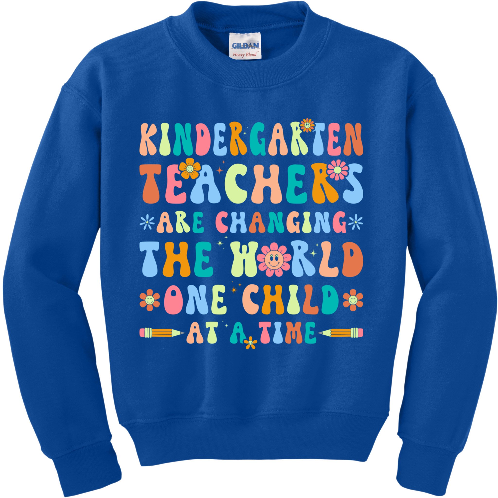 Kindergarten Teachers Changing The World Groovy Preschool Funny Gift Kids Sweatshirt