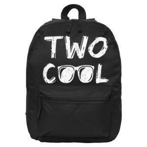 Kids Two Cool 2nd Birthday Gift 2 Year Old Boy Second Bday 16 in Basic Backpack