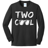 Kids Two Cool 2nd Birthday Gift 2 Year Old Boy Second Bday Kids Long Sleeve Shirt