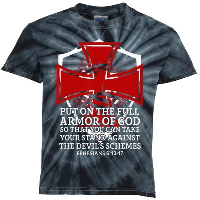 Knight Templar Christian Armor Of God Kids Tie-Dye T-Shirt