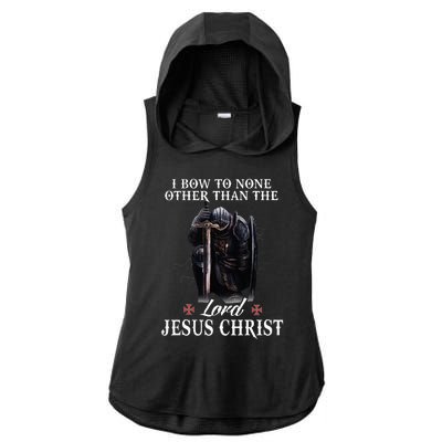 Knight Templar Christian I Bow To The Lord Jesus Christ Ladies PosiCharge Tri-Blend Wicking Draft Hoodie Tank