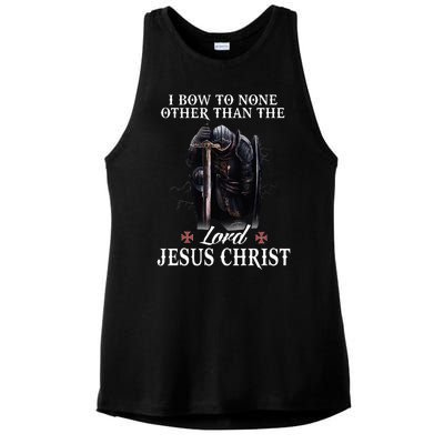 Knight Templar Christian I Bow To The Lord Jesus Christ Ladies PosiCharge Tri-Blend Wicking Tank