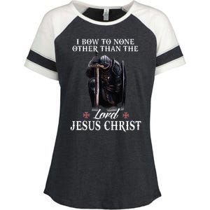 Knight Templar Christian I Bow To The Lord Jesus Christ Enza Ladies Jersey Colorblock Tee