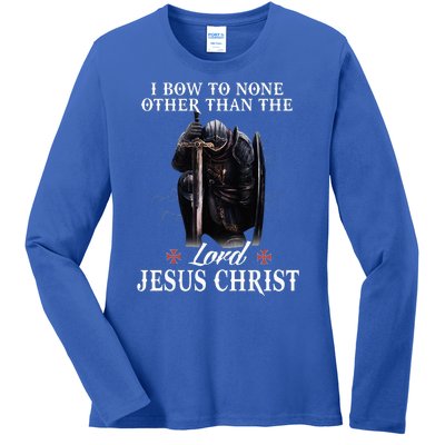 Knight Templar Christian I Bow To The Lord Jesus Christ Ladies Long Sleeve Shirt