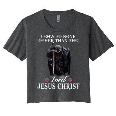 Knight Templar Christian I Bow To The Lord Jesus Christ Women's Crop Top Tee