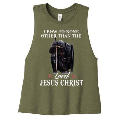 Knight Templar Christian I Bow To The Lord Jesus Christ Women's Racerback Cropped Tank