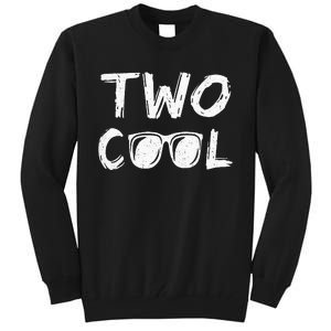 Kids Two Cool 2nd Birthday Gift 2 Year Old Boy Second Bday Tall Sweatshirt