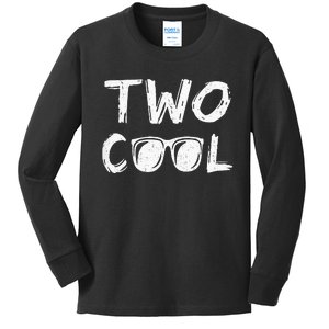 Kids Two Cool 2nd Birthday Gift 2 Year Old Boy Second Bday Kids Long Sleeve Shirt